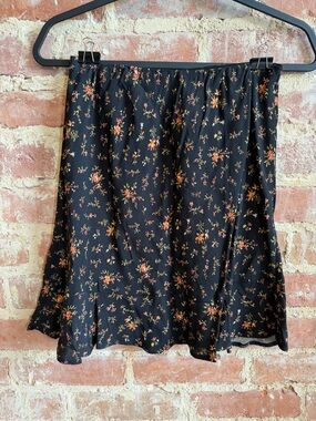 Madewell Black Floral Skater Skirt size 0